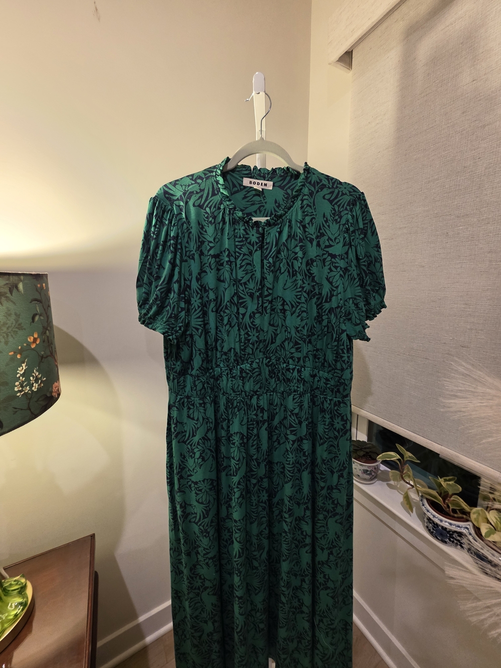 Boden Emerald Green Printed Short-Sleeve Maxi Dress Size 16/18 - Picture 3 of 16
